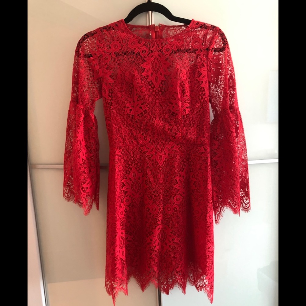 BCBG Red Lace Dress - Perfect for Holidays